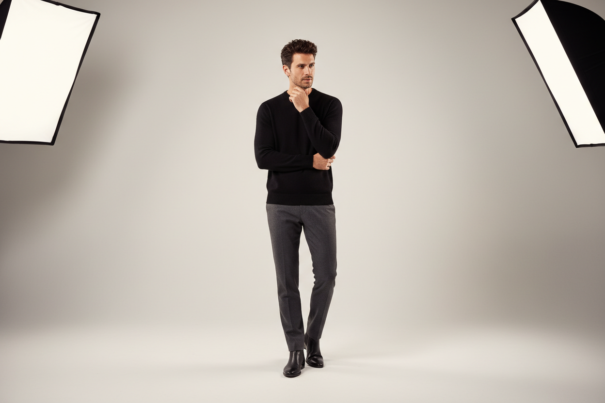 Fashion image of man in black sweater
